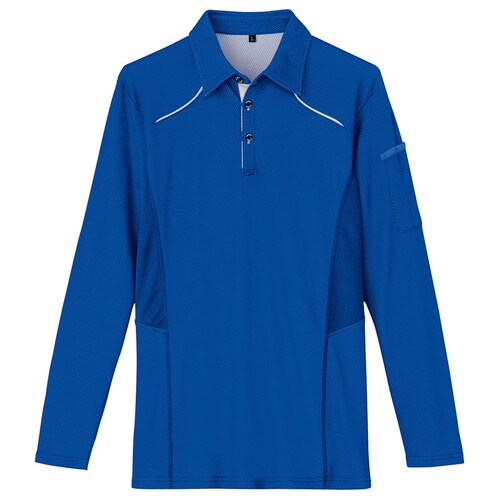 長袖ポロシャツ ブルー 4L