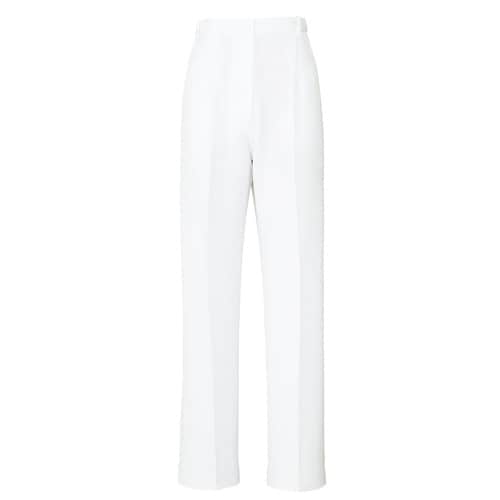 レディース脇シャーリングパンツ ホワイト 6L