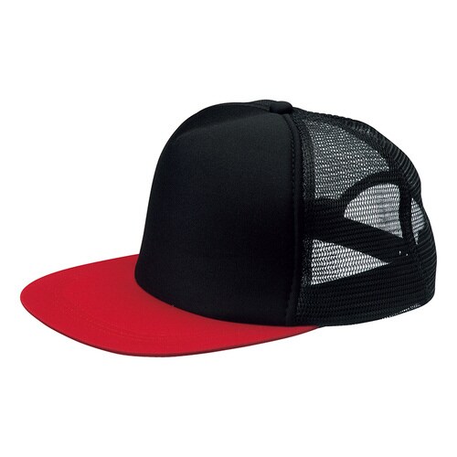 Aフラットキャップ ブラック×レッド F