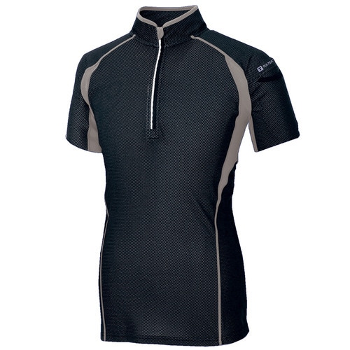 ハーフZIP半袖シャツ ブラック 4L