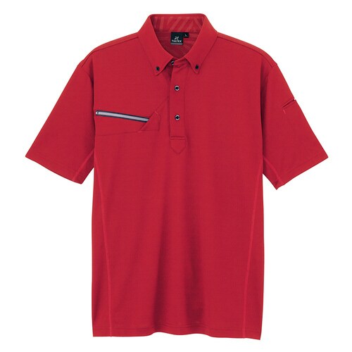 半袖ボタンダウンポロシャツ レッド 3L