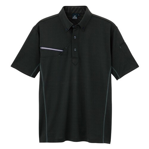半袖ボタンダウンポロシャツ ブラック S