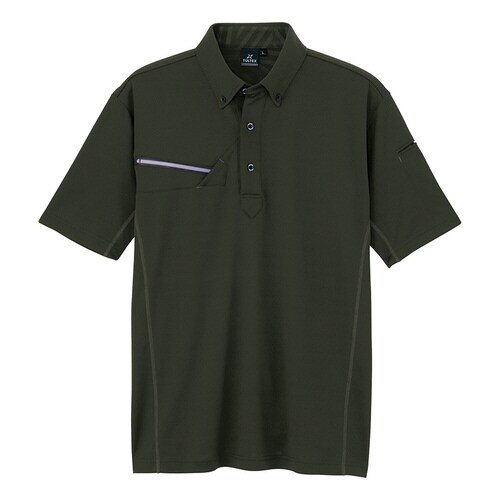 半袖ボタンダウンポロシャツ カーキ 5L
