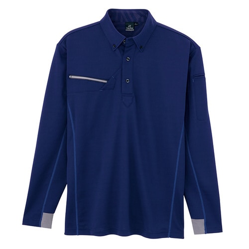 長袖ボタンダウンポロシャツ ネイビー SS