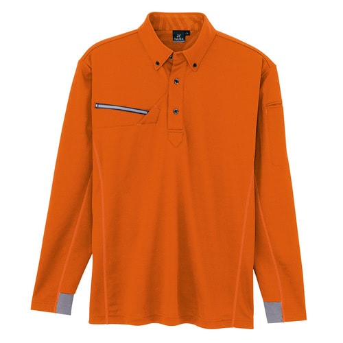 長袖ボタンダウンポロシャツ オレンジ S