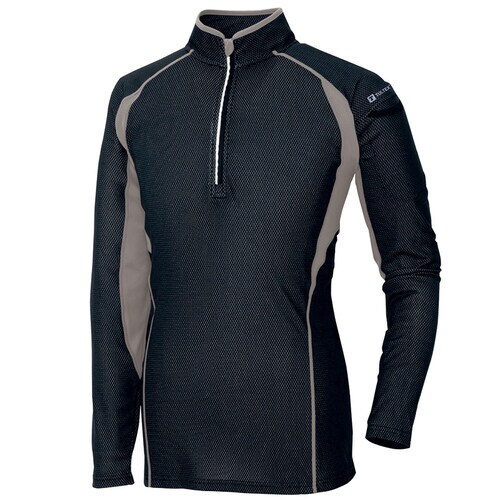 ハーフZIP長袖シャツ ブラック L