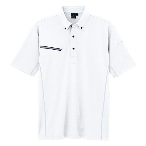 半袖ボタンダウンポロシャツ ホワイト 4L