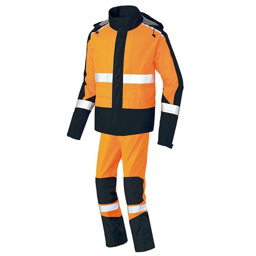 レインウエア(FS−1110) オレンジ×黒 S