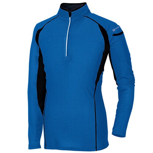 ハーフZIP長袖シャツ ブルー LL