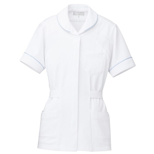 パイピングチュニック ホワイト×サックス LL