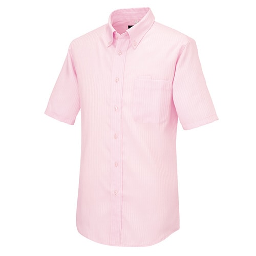 半袖ボタンダウンシャツ(ヘリンボーン) ピンク M