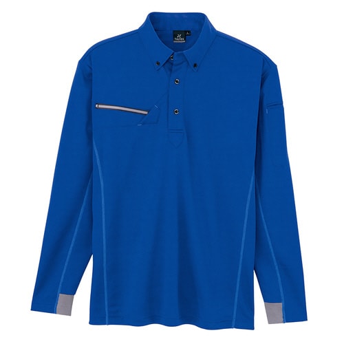 長袖ボタンダウンポロシャツ ブルー S