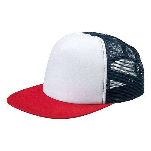 Aフラットキャップ ネイビー×ホワイト×レッド F