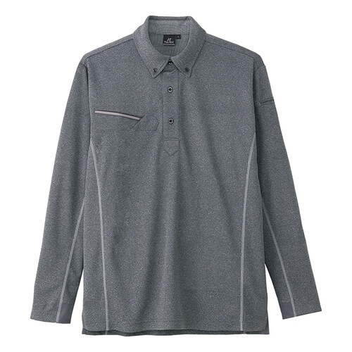 長袖ボタンダウンポロシャツ モクチャコール LL