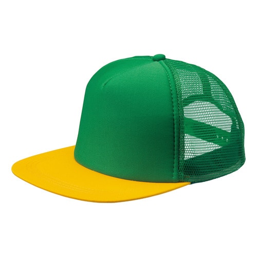 Aフラットキャップ グリーン×イエロー F