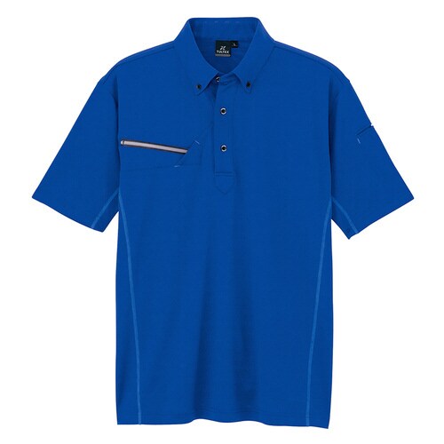 半袖ボタンダウンポロシャツ ブルー LL