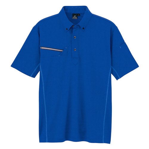 半袖ボタンダウンポロシャツ ブルー 3L