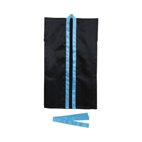 ソフトサテンロングハッピJ 黒/青襟(ハチマキ付)