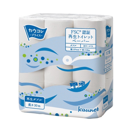 FSC再生トイレットペーパー W30m 1−4梱