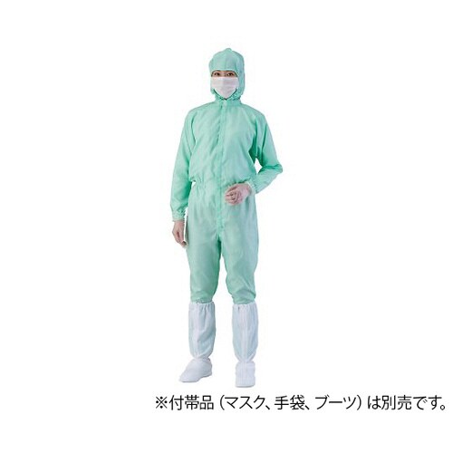 異物混入対策フード一体ツナギ服 緑 LL