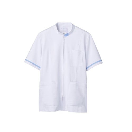 ジャケット メンズ 半袖 白/サックス