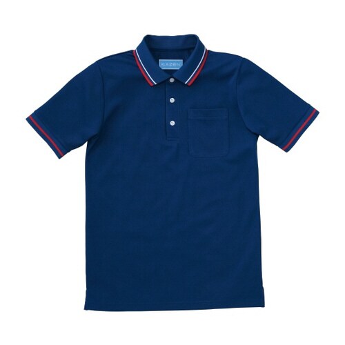 ライン入りポロシャツ ネイビー M