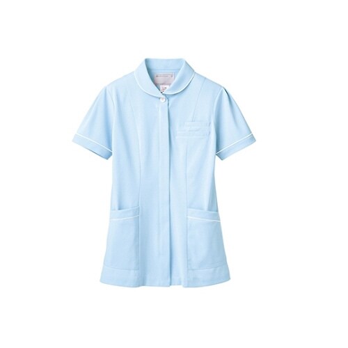 ナースジャケット 半袖 サックス/白