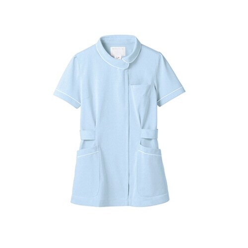 ナースジャケット 半袖 サックス/白