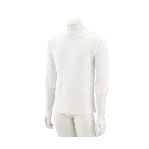 男女兼用片側脇開き7分袖シャツ ホワイト M