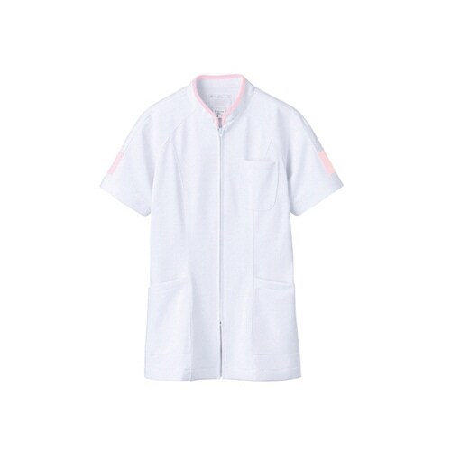 ジャケット レディス 半袖 白/ピンク