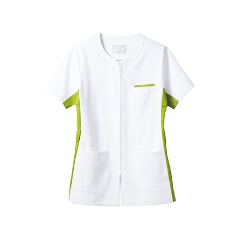 ジャケット レディス半袖白/グリーン