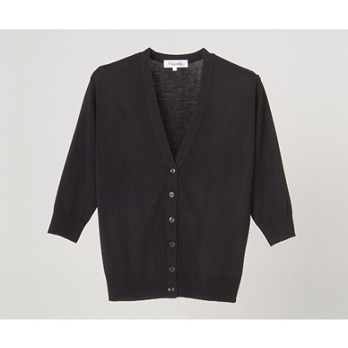抗ピル七分袖カーディガン ブラック L
