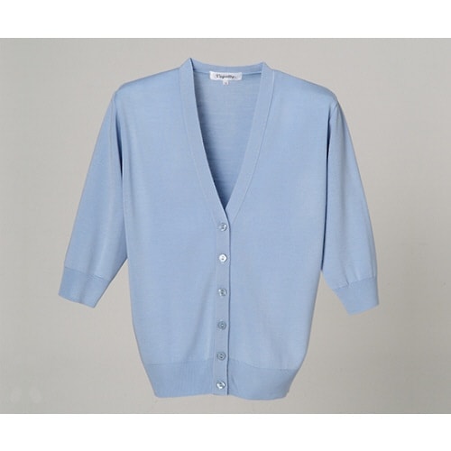 抗ピル七分袖カーディガン サックス LL