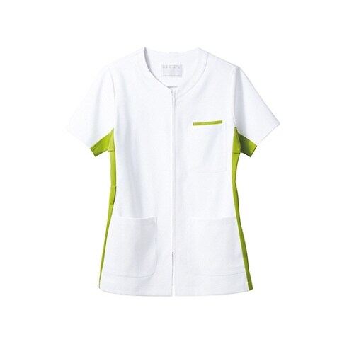 ジャケット レディス半袖白/グリーン