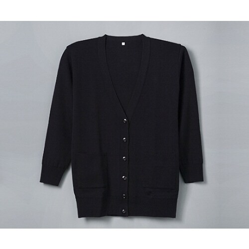 抗ピル貼りポケ付ロングカーディガン ブラック S