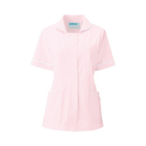 レディスジャケット半袖 ピンクxホワイト M