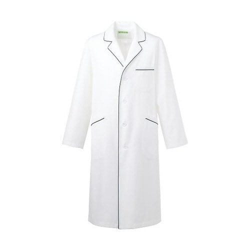 メンズ診察衣S型長袖 ホワイトxネイビー S