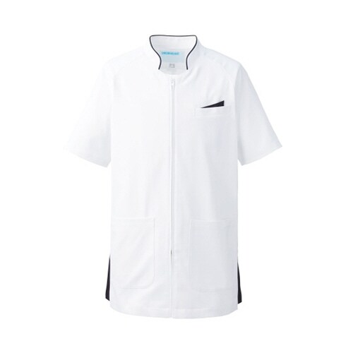 メンズジャケット半袖 ホワイトxネイビー M