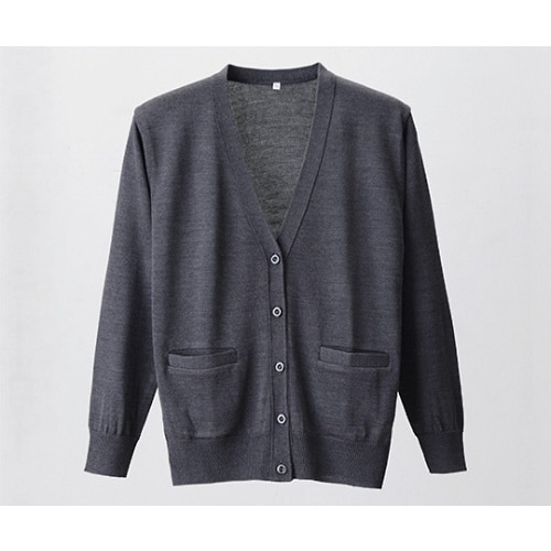 抗ピルポケット付カーディガン グレー LL