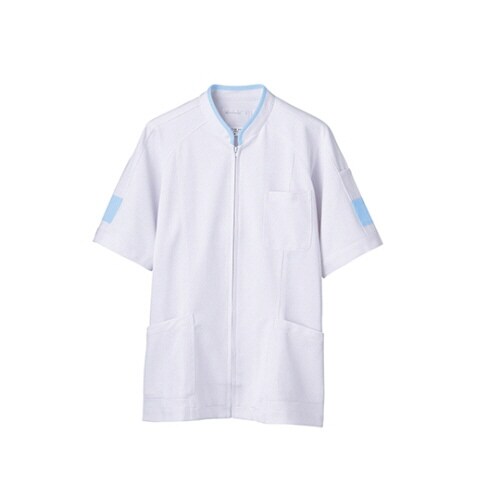 ジャケット メンズ 半袖 白/サックス