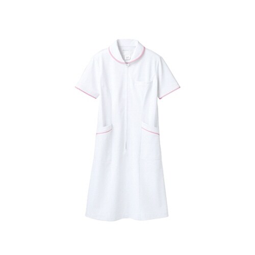 ナースワンピース 半袖 白/ピンク