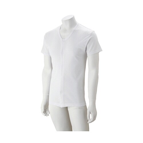 紳士半袖大寸ワンタッチシャツ ホワイト 3L