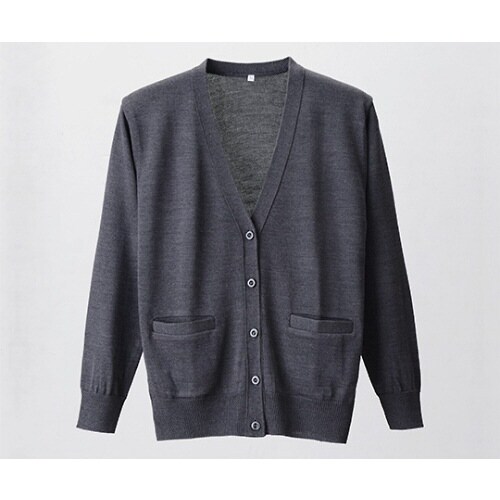抗ピルポケット付カーディガン グレー L