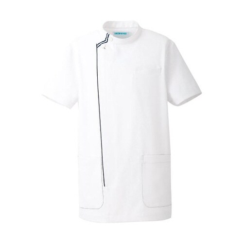 メンズジャケット半袖 ホワイトxネイビー LL