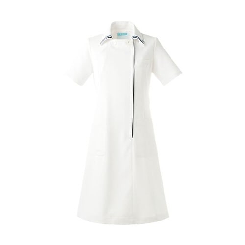 ワンピース半袖 ホワイトxネイビー 4L