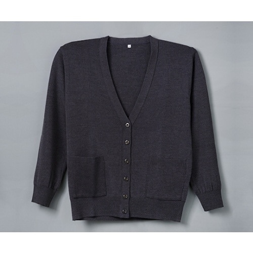 抗ピル貼りポケ付カーディガン グレー L