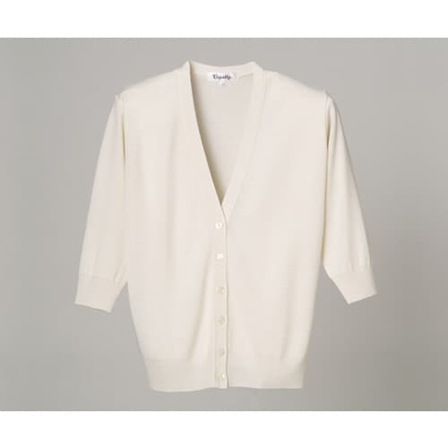 抗ピル七分袖カーディガン ホワイト M