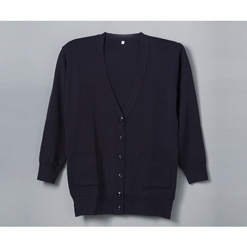 抗ピル貼りポケ付ロングカーディガン 濃紺 M