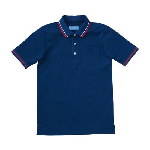 ライン入りポロシャツ ネイビー 4L