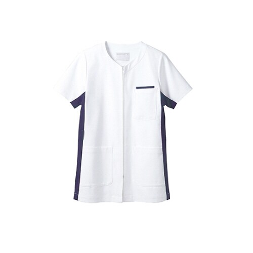 ジャケット レディス半袖白/ネイビー